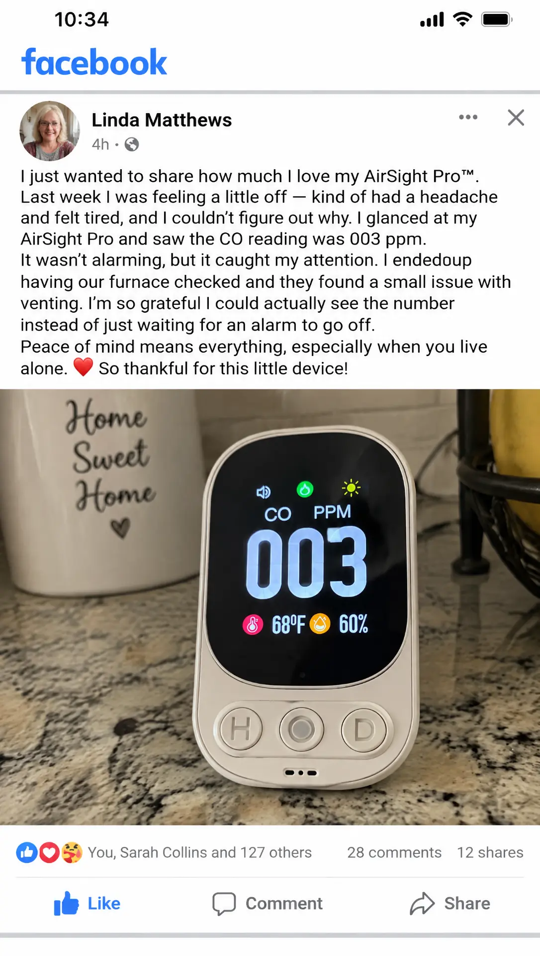Customer post about AirSight Pro™ from Linda